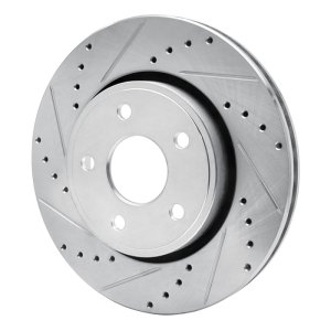 Jeep Commander Brake Rotor (1) - Front Left - R1 Concepts - Drilled & Slotted - Silver - `05-`10